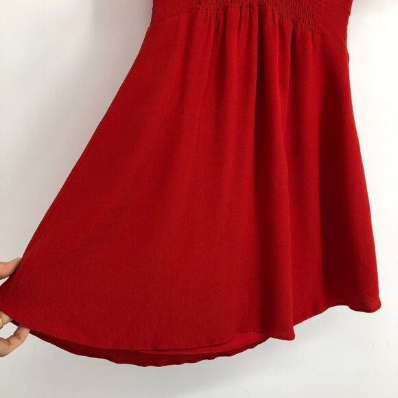 Gentle Fawn red scoop neck smocked waist short sleeve a-line mini dress size 2 - Picture 6 of 16